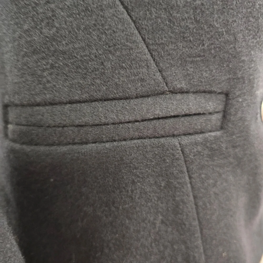 Ann Taylor Black Wool Blend Peplum Blazer Jacket Size 4 Double Breasted Nautical